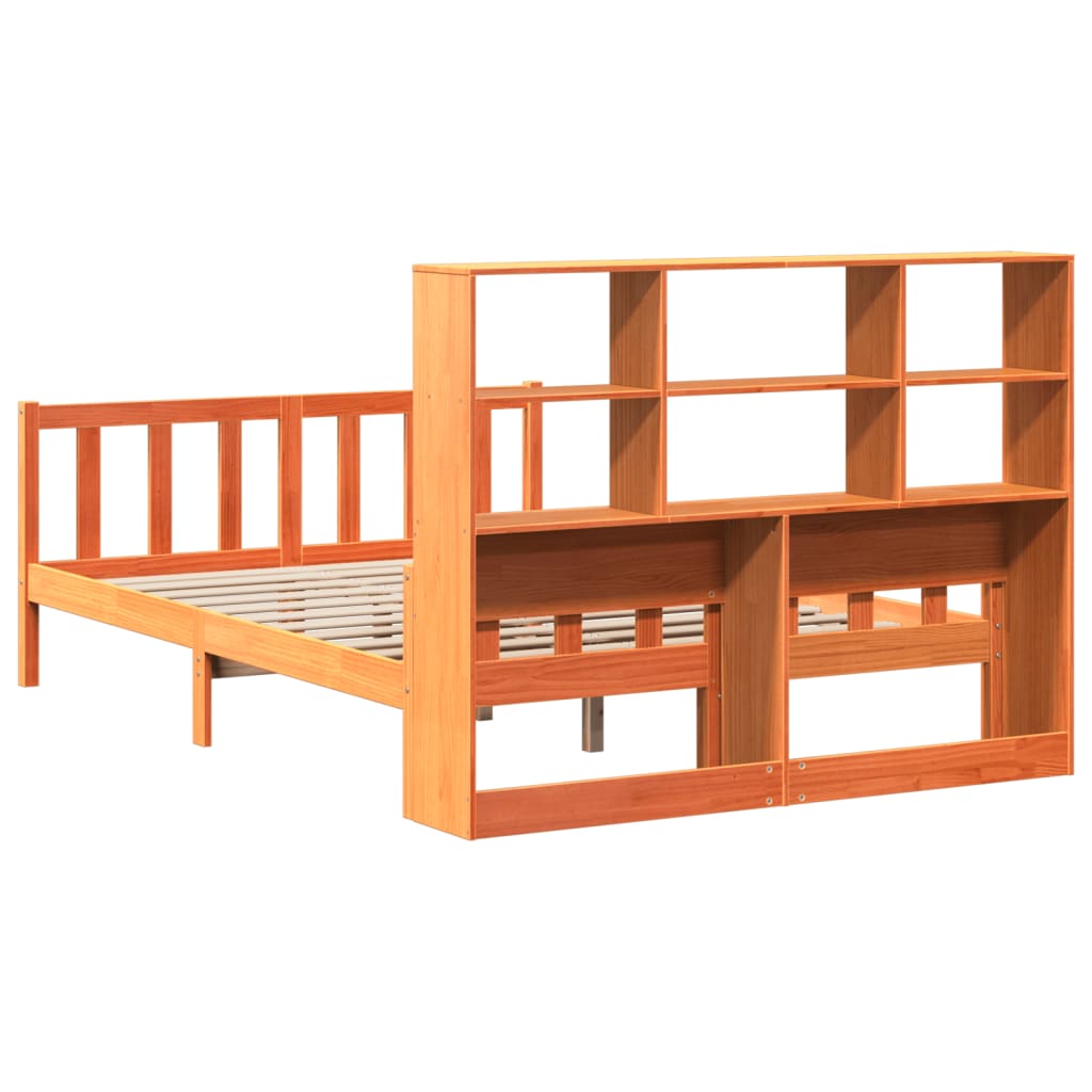 Bookcase Bed without Mattress Wax Brown 150x200 cm King Solid Wood