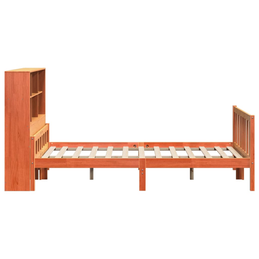 Bookcase Bed without Mattress Wax Brown 160x200 cm Solid Wood