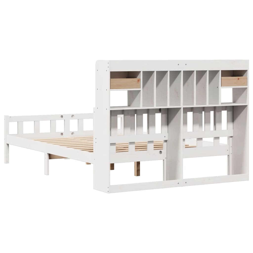 Bookcase Bed without Mattress White 160x200 cm Solid Wood Pine