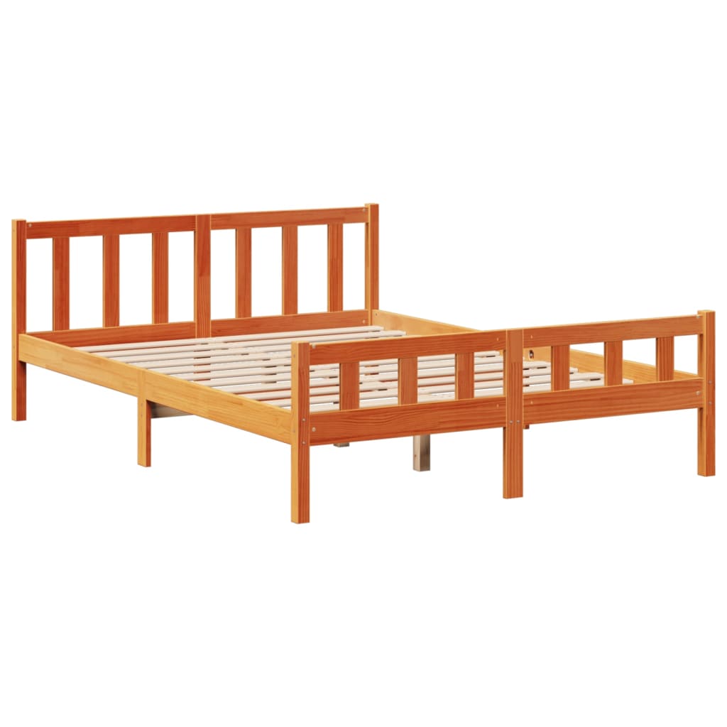 Bookcase Bed without Mattress Wax Brown 160x200cm Solid Wood Pine