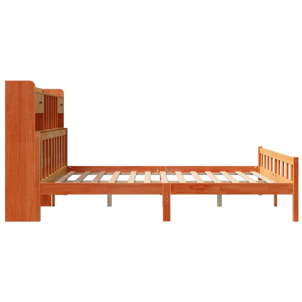 Bookcase Bed without Mattress Wax Brown 180x200 cm Super King Solid Wood Pine