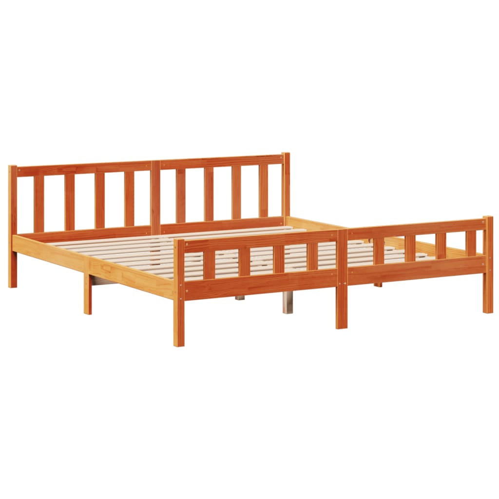 Bookcase Bed without Mattress Wax Brown 180x200 cm Super King Solid Wood Pine