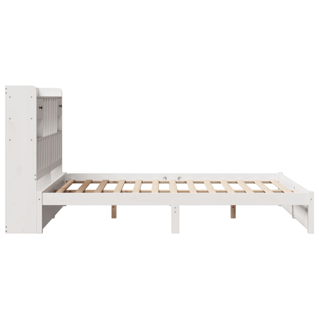 Bookcase Bed without Mattress White 140x200cm Solid Wood Pine
