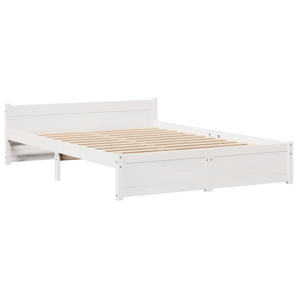 Bookcase Bed without Mattress White 150x200cm King Size Solid Wood Pine