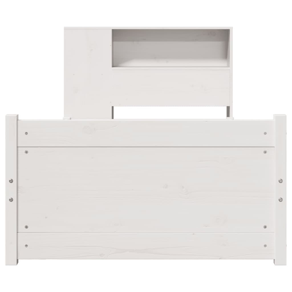 Bookcase Bed without Mattress White 100x200cm Solid Wood Pine