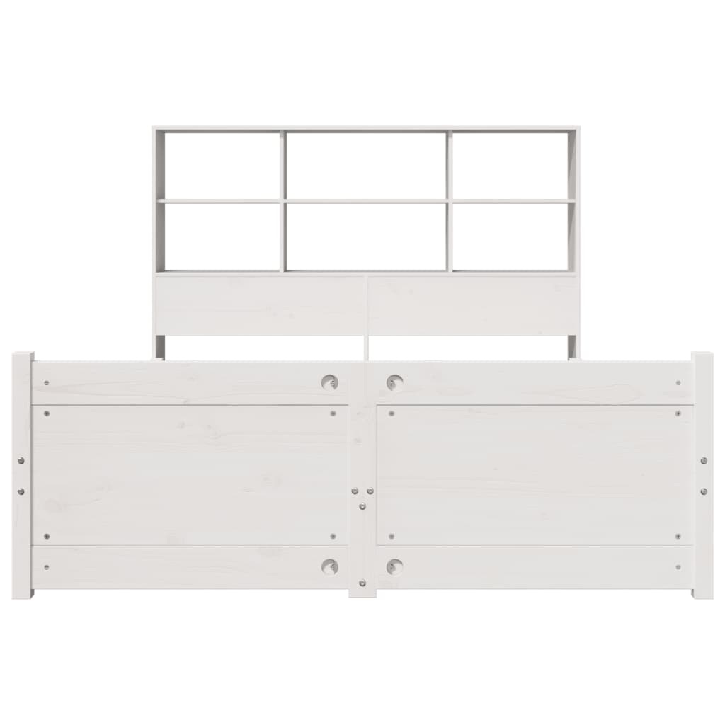 Bookcase Bed without Mattress White 140x200cm Solid Wood Pine