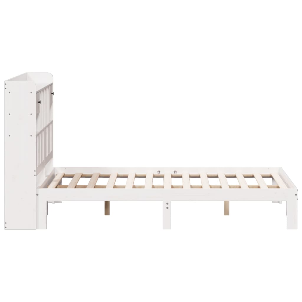 Bookcase Bed without Mattress White 150x200cm Solid Wood Pine
