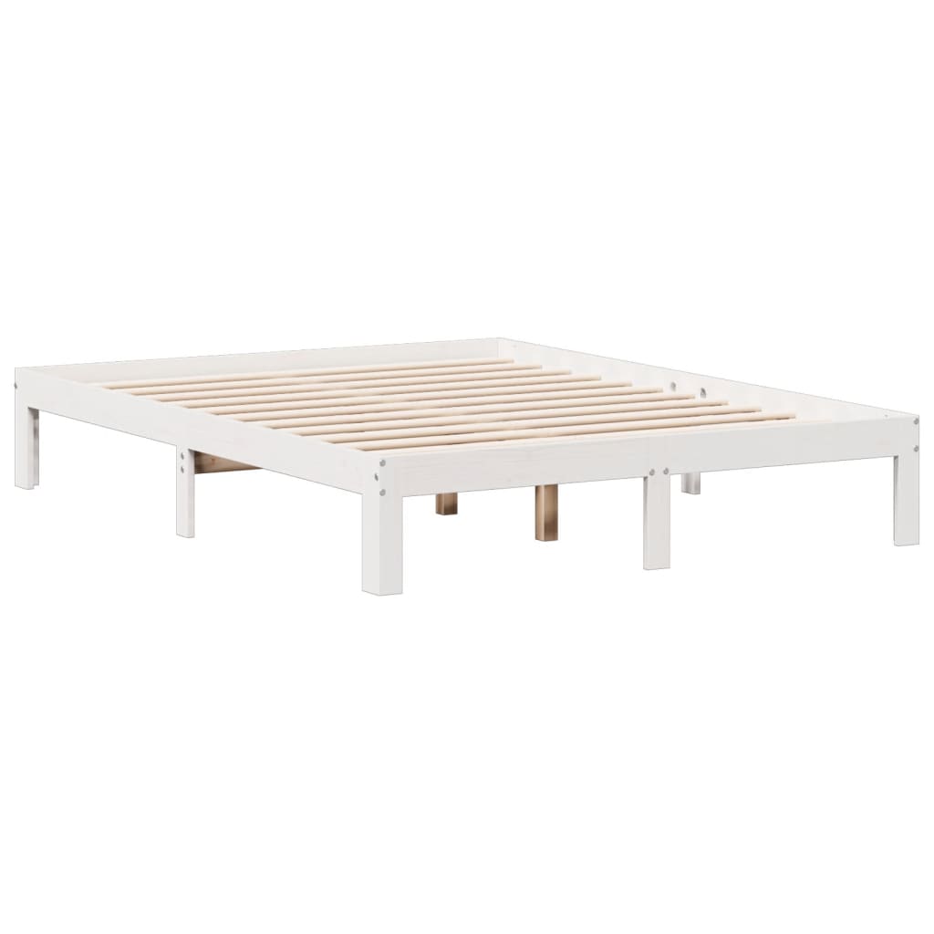 Bookcase Bed without Mattress White 150x200cm Solid Wood Pine