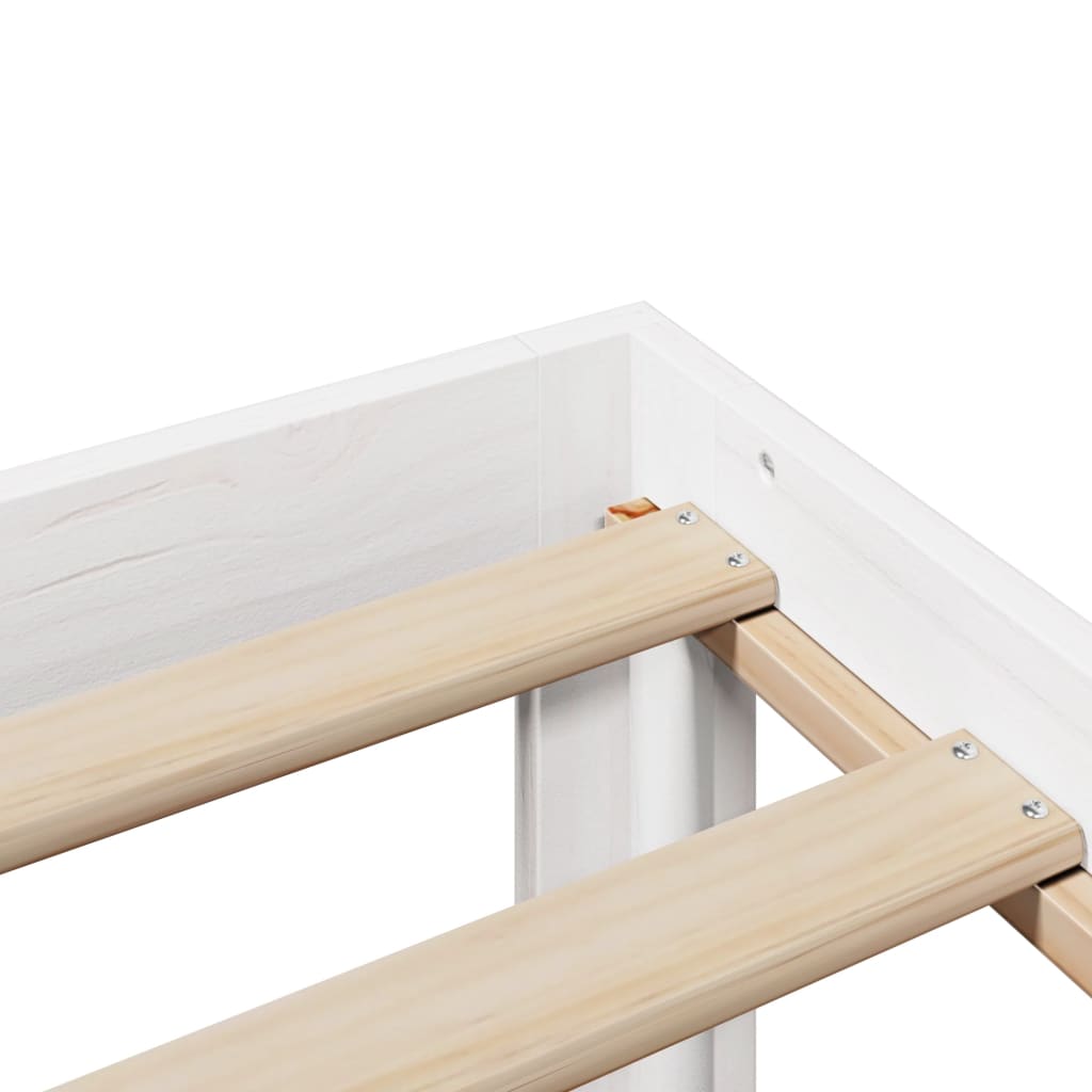 Bookcase Bed without Mattress White 150x200 cm King Size Solid Wood Pine