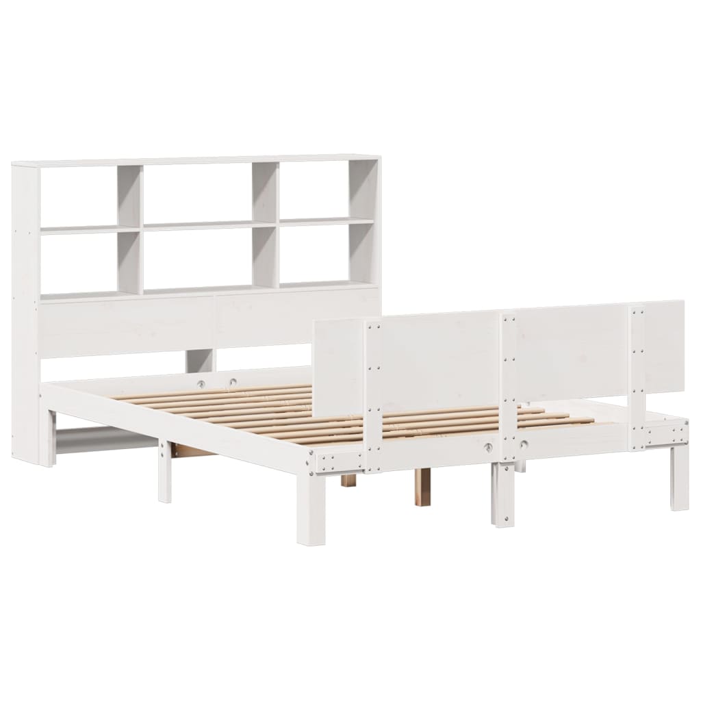 Bookcase Bed without Mattress White 120x200cm Solid Wood Pine