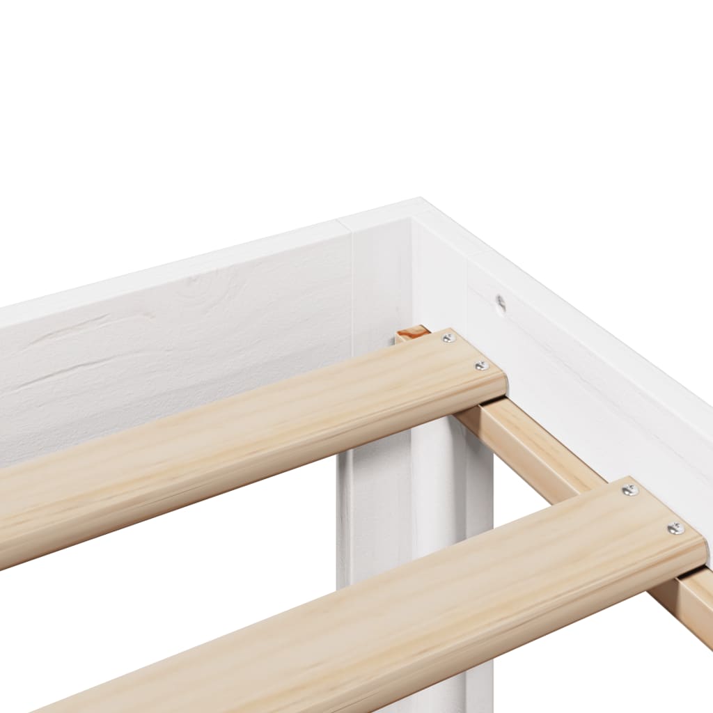 Bookcase Bed without Mattress White 140x200cm Solid Wood Pine