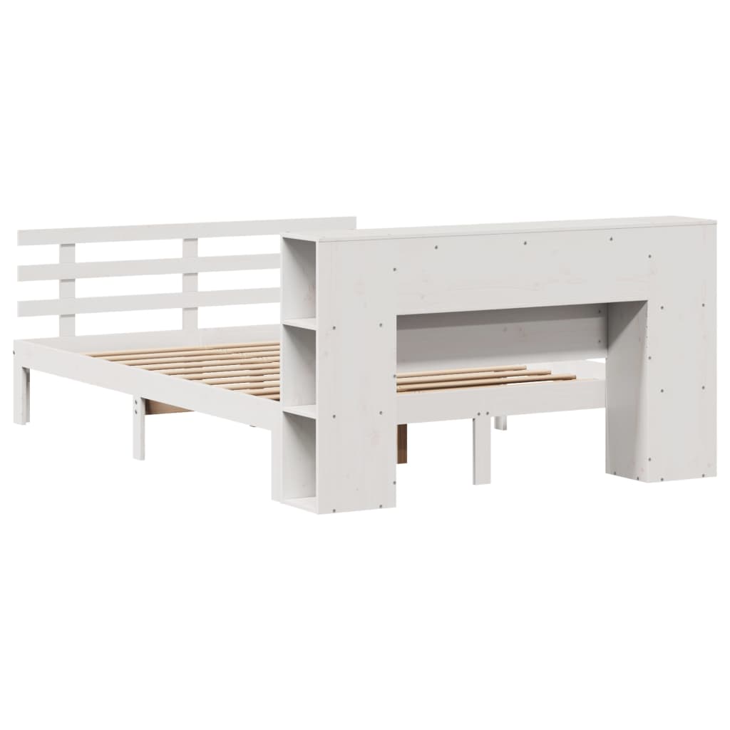 Bookcase Bed without Mattress White 140x190cm Solid Wood Pine