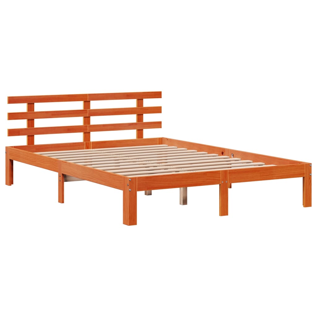 Bookcase Bed without Mattress Wax Brown 160x200cm Solid Wood Pine