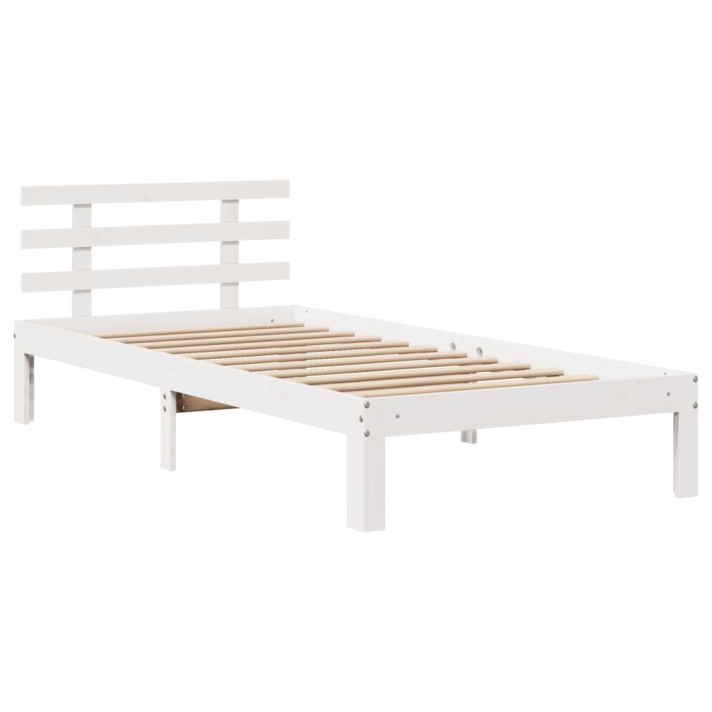 Bookcase Bed without Mattress White 100x200cm Solid Wood Pine