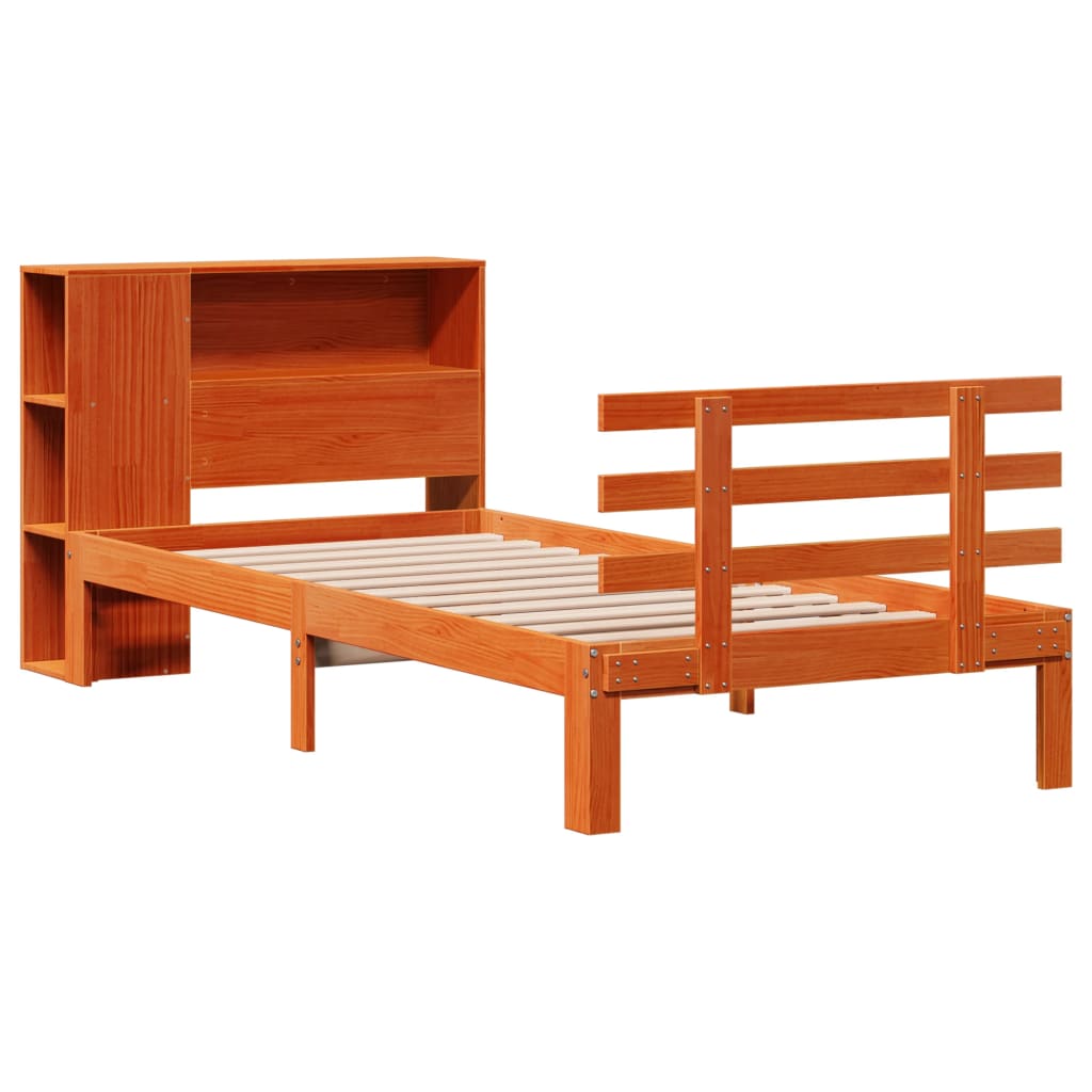 Bookcase Bed without Mattress Wax Brown 75x190 cm Small Single Solid Wood Pine