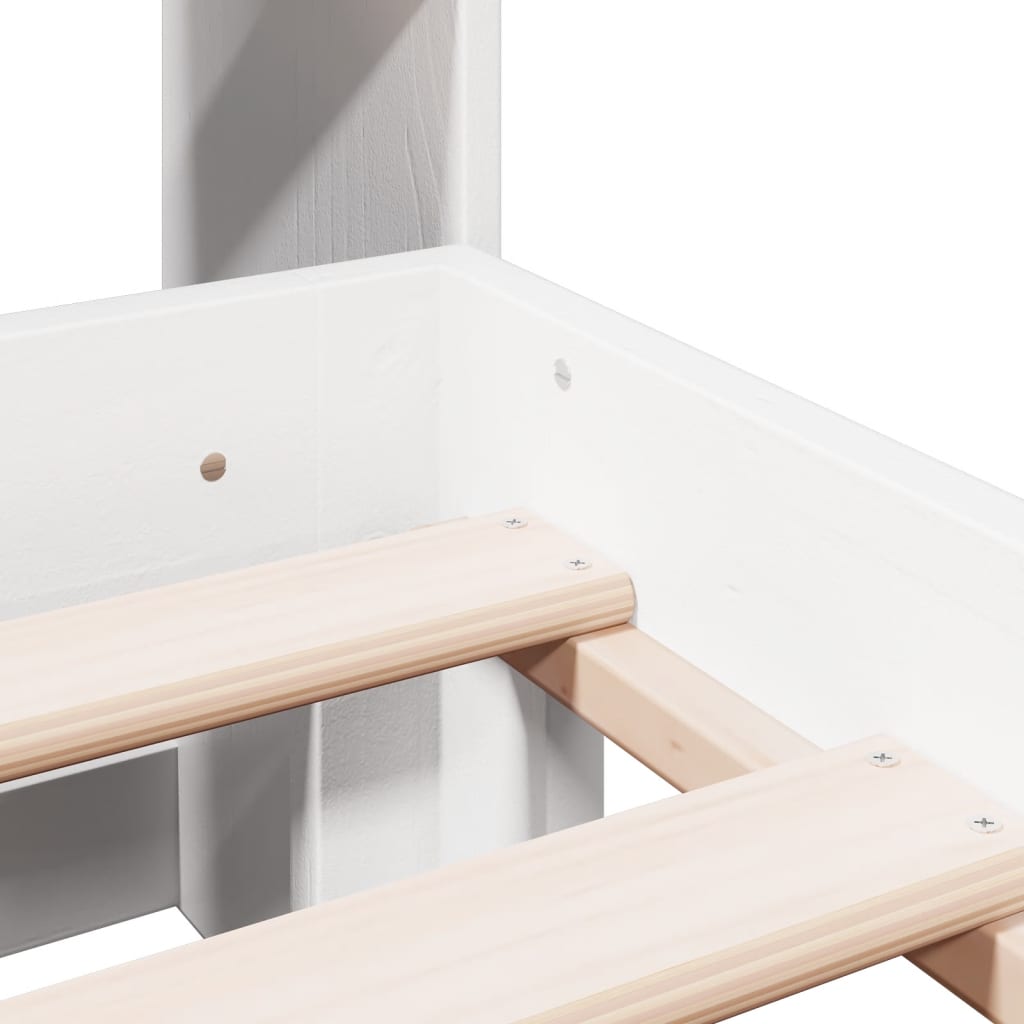 Bookcase Bed without Mattress White 150x200 cm King Solid Wood Pine