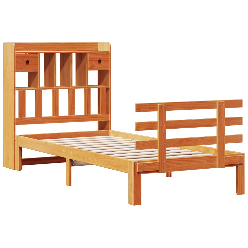 Bookcase Bed without Mattress Wax Brown 75x190 cm Small Single Solid Wood Pine