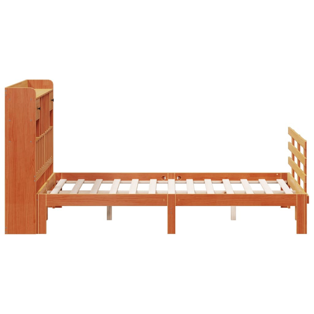 Bookcase Bed without Mattress Wax Brown 160x200 cm Solid Wood Pine