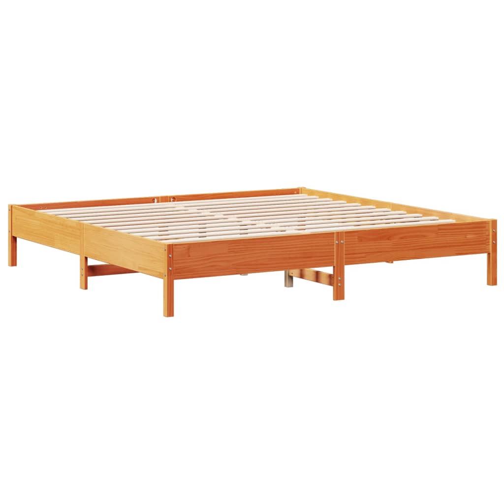 Bookcase Bed without Mattress Wax Brown 200x200 cm Solid Wood Pine