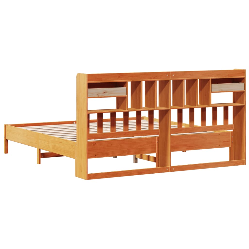 Bookcase Bed without Mattress Wax Brown 180x200 cm Super King Solid Wood Pine