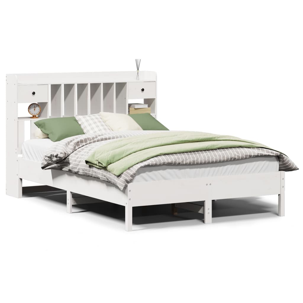 Bookcase Bed without Mattress White 160x200 cm Solid Wood Pine