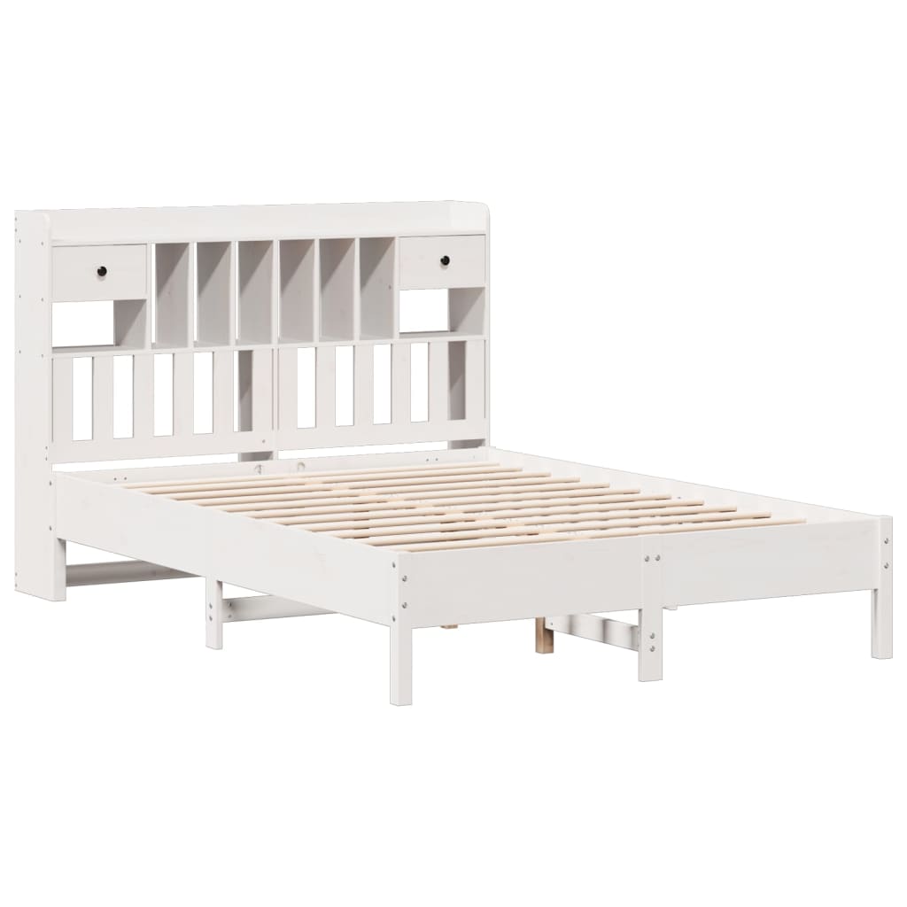 Bookcase Bed without Mattress White 160x200 cm Solid Wood Pine