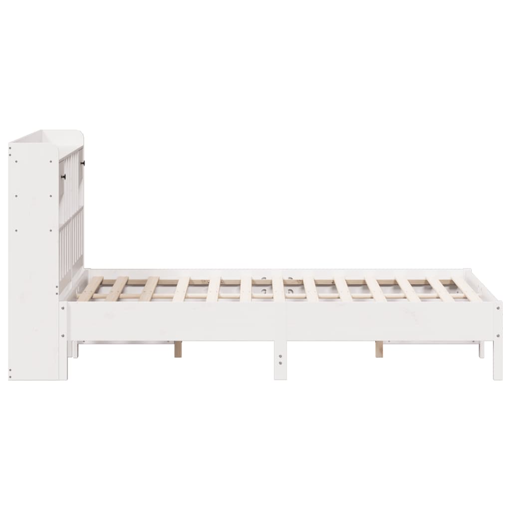 Bookcase Bed without Mattress White 160x200 cm Solid Wood Pine