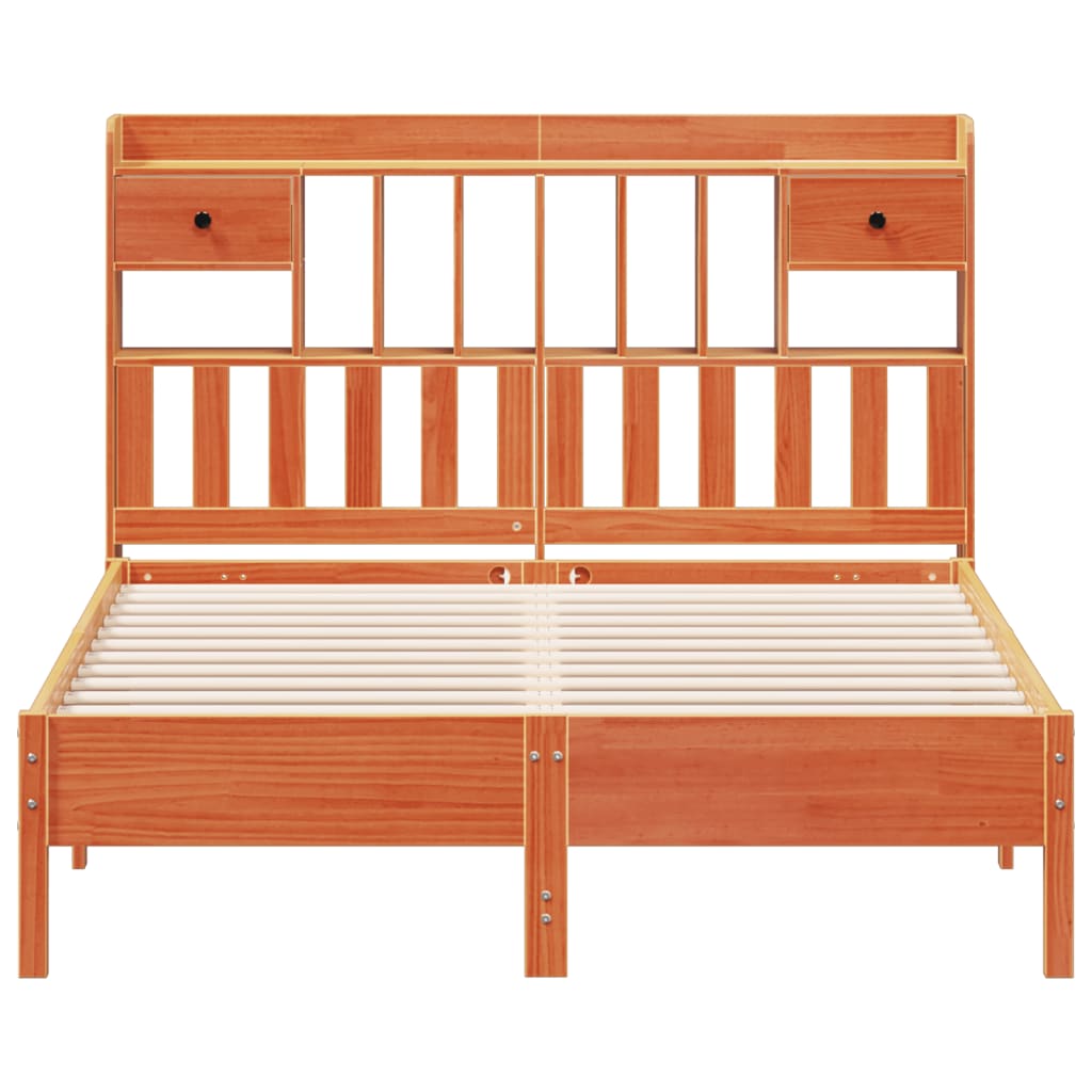 Bookcase Bed without Mattress Wax Brown 160x200 cm Solid Wood Pine