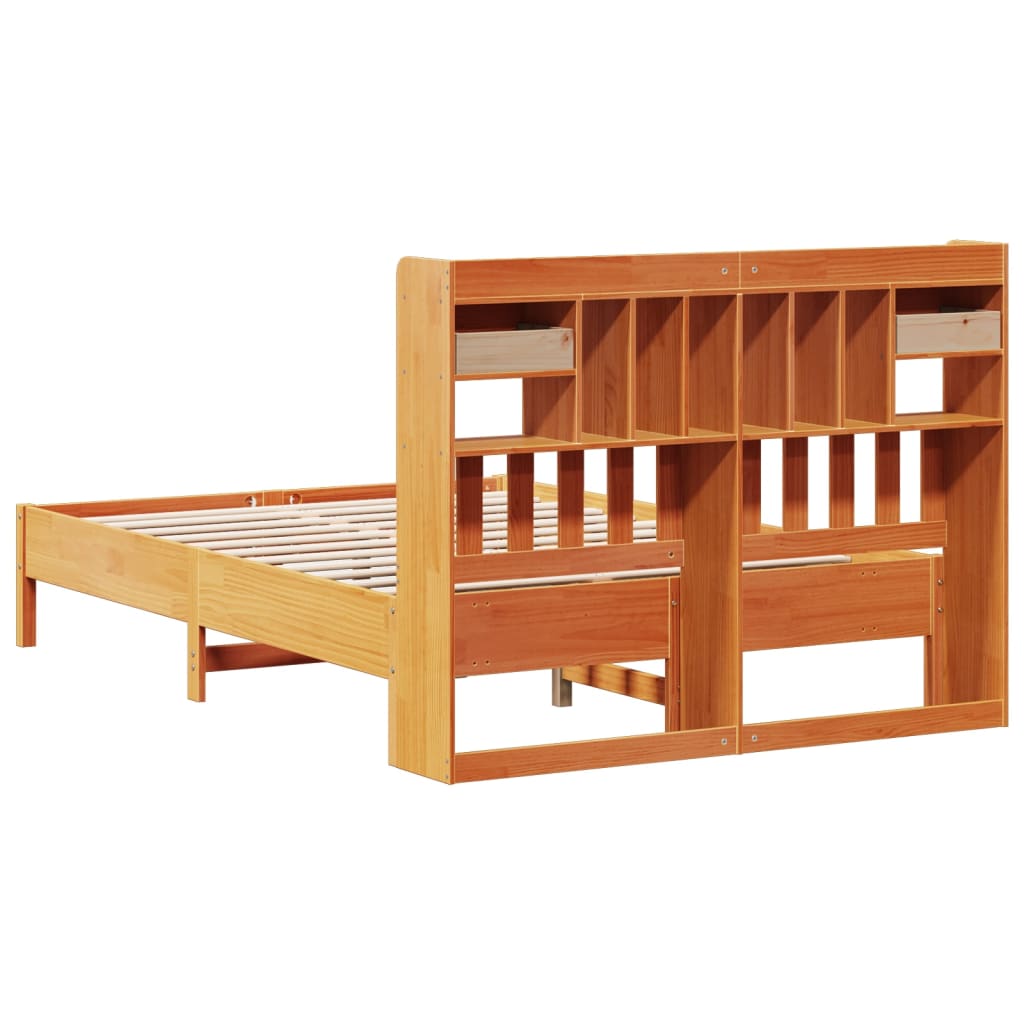 Bookcase Bed without Mattress Wax Brown 160x200 cm Solid Wood Pine