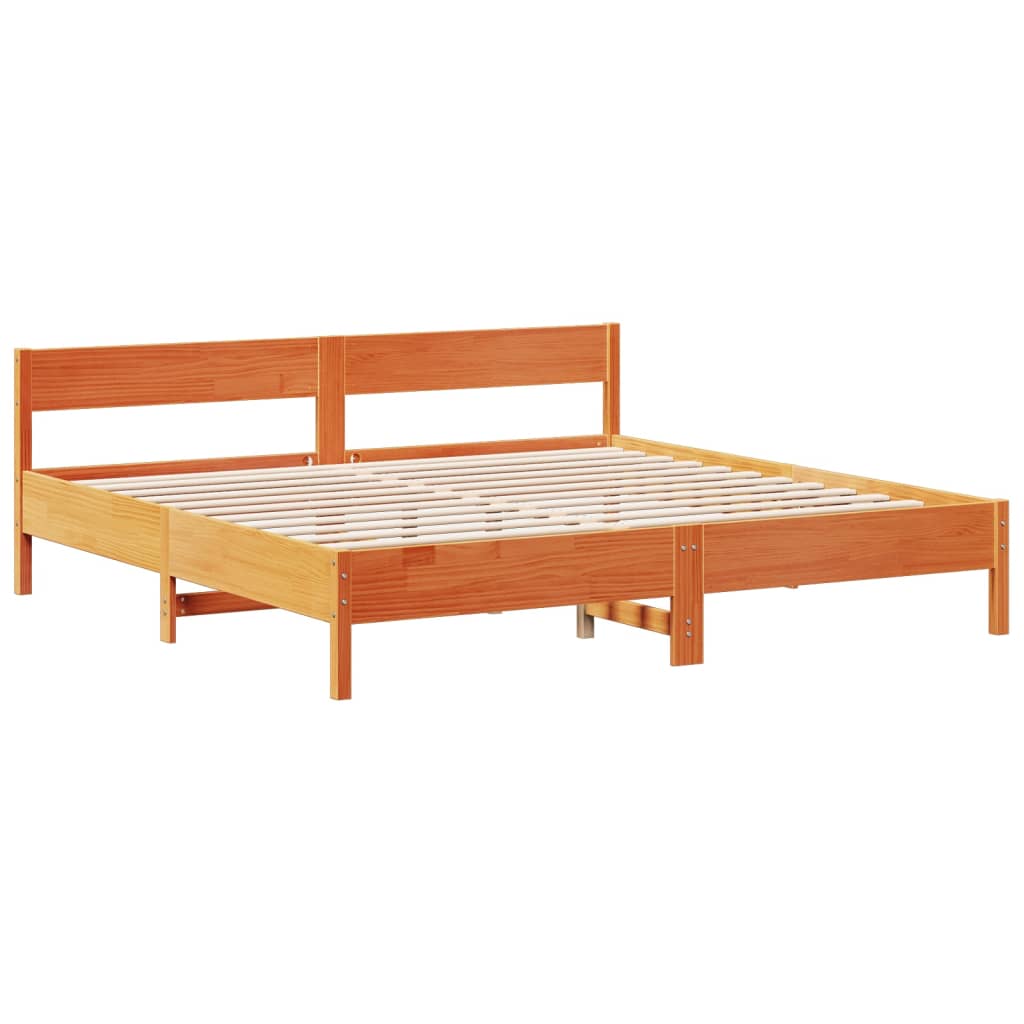 Bookcase Bed without Mattress Wax Brown 200x200cm Solid Wood Pine