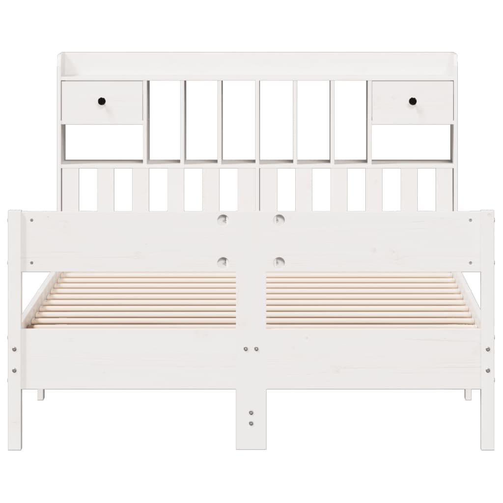 Bookcase Bed without Mattress White 140x200cm Solid Wood Pine
