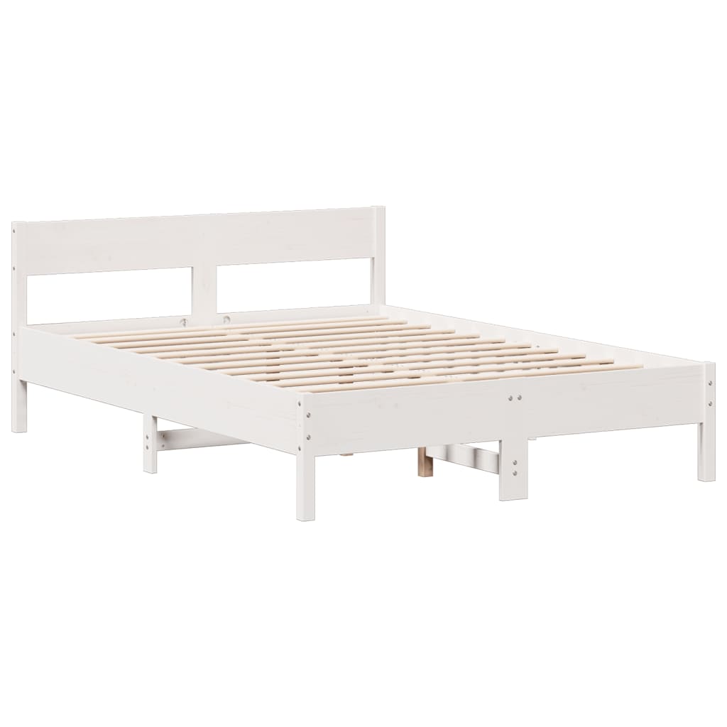 Bookcase Bed without Mattress White 140x200cm Solid Wood Pine