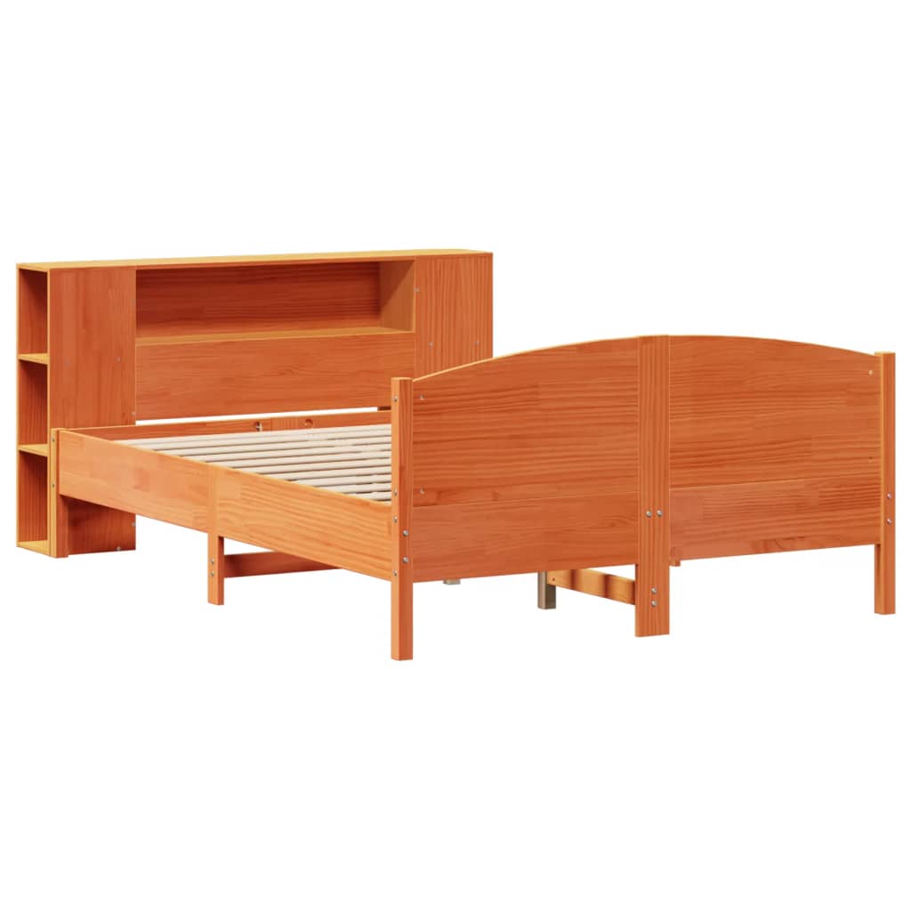 Bookcase Bed without Mattress Wax Brown 160x200cm Solid Wood Pine