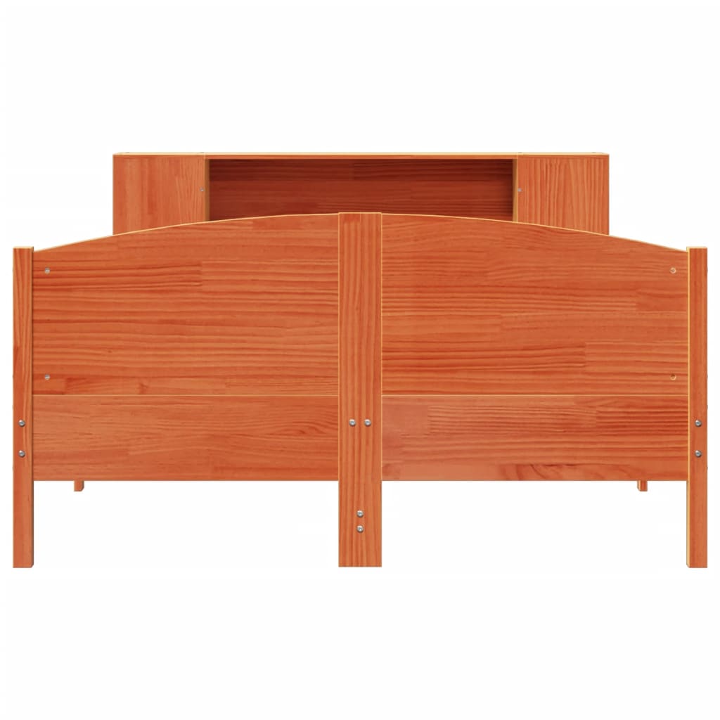 Bookcase Bed without Mattress Wax Brown 160x200cm Solid Wood Pine