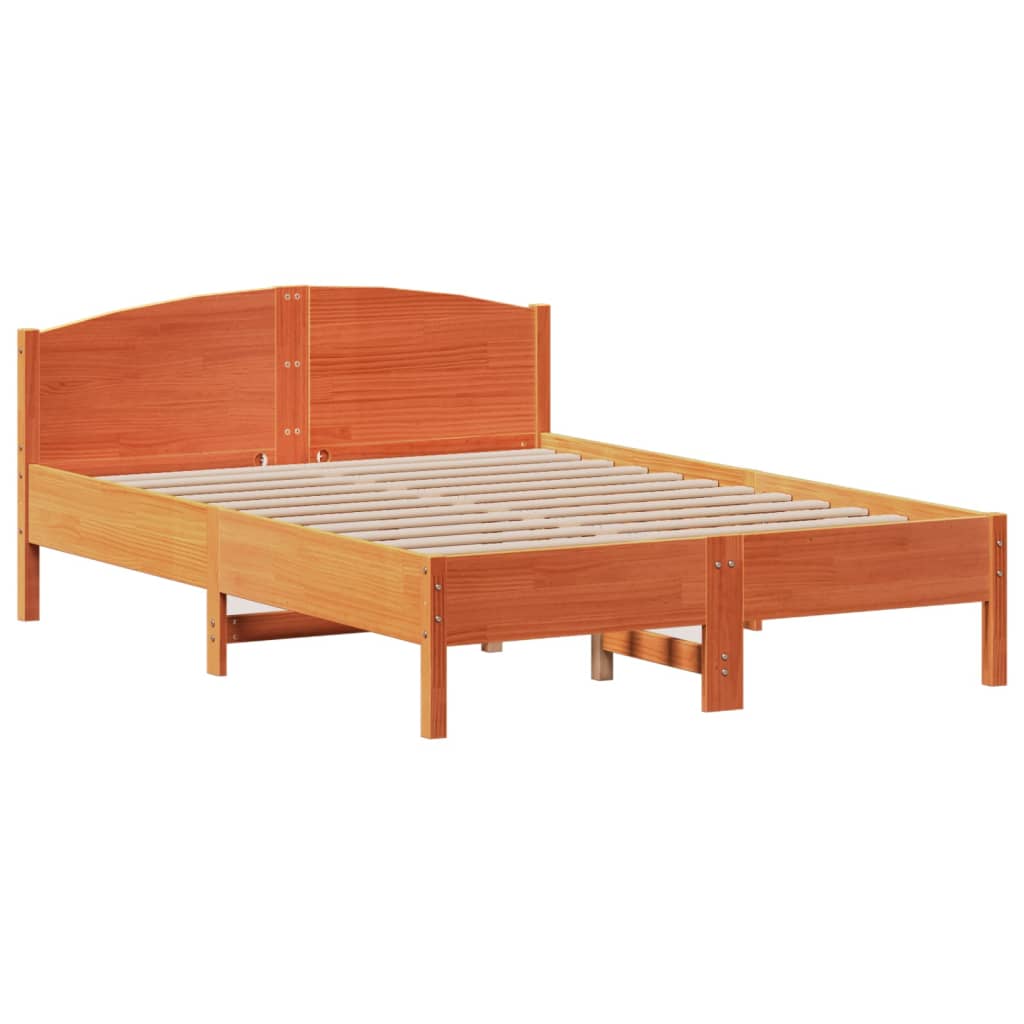 Bookcase Bed without Mattress Wax Brown 160x200cm Solid Wood Pine