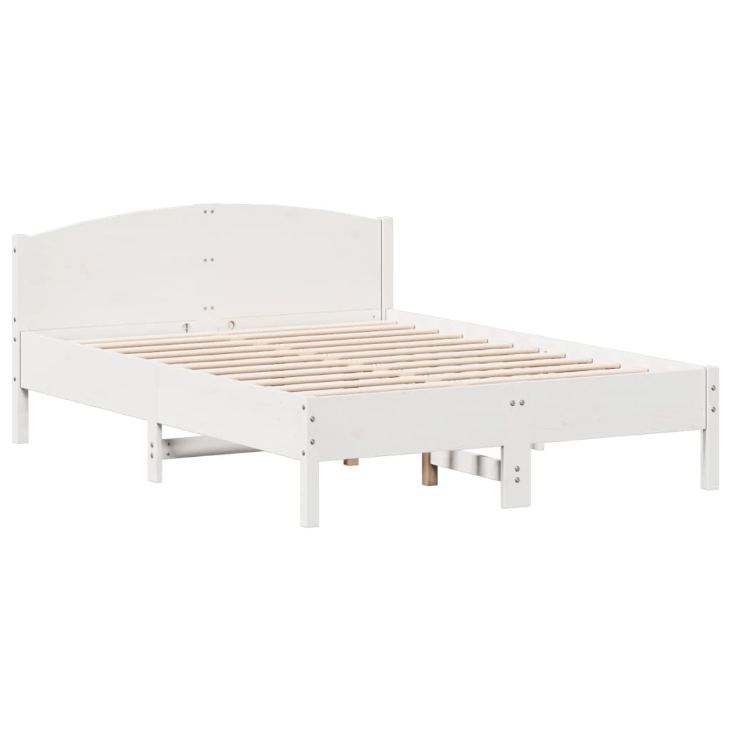 Bookcase Bed without Mattress White 150x200cm Solid Wood Pine