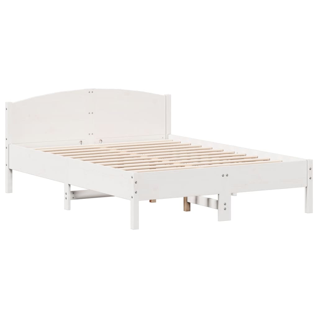Bookcase Bed without Mattress White 135x190cm Solid Wood Pine