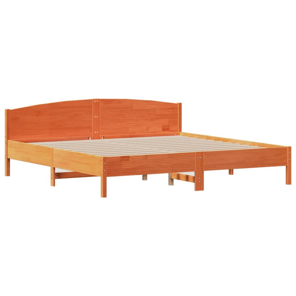 Bookcase Bed without Mattress Wax Brown 200x200cm Solid Wood Pine