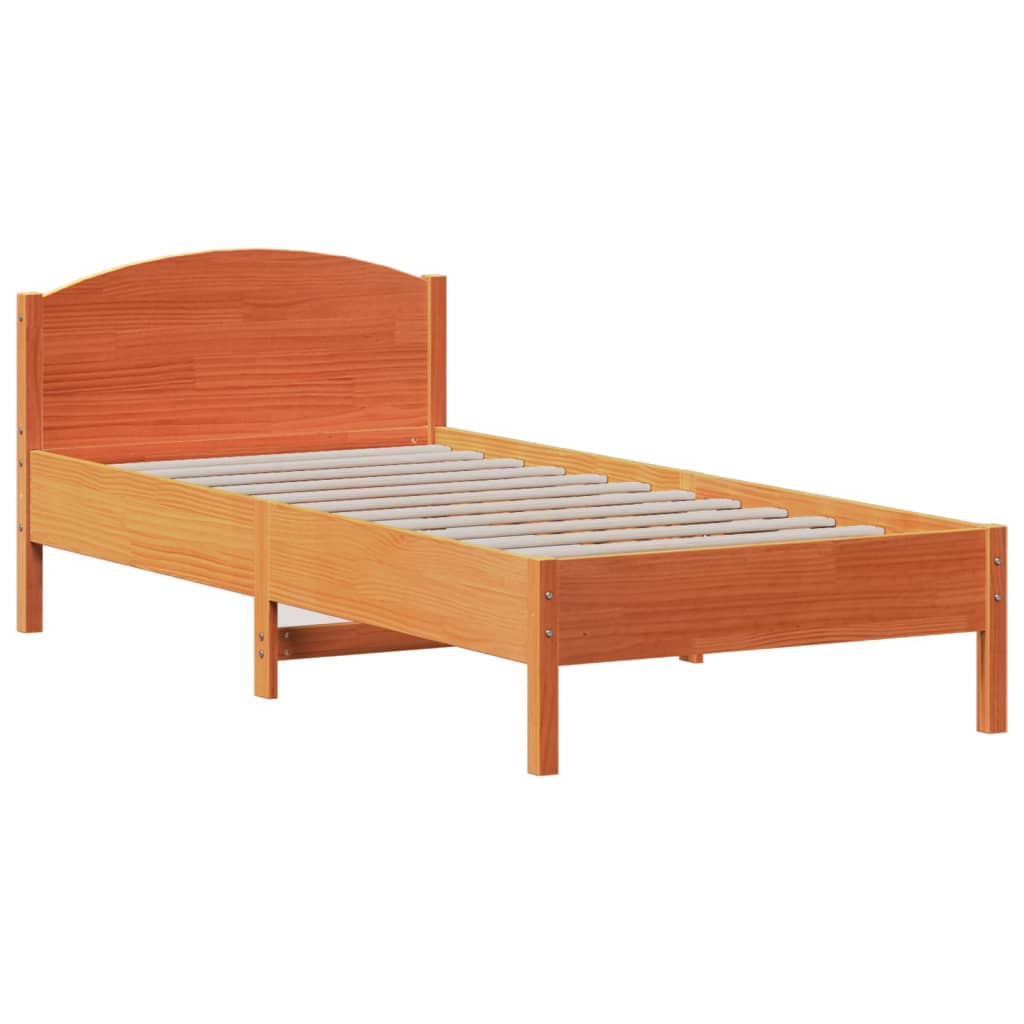 Bookcase Bed without Mattress Wax Brown 90x200cm Solid Wood Pine