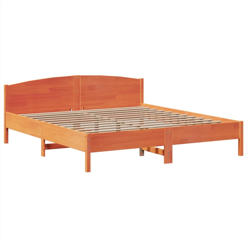 Bookcase Bed without Mattress Wax Brown 200x200cm Solid Wood Pine