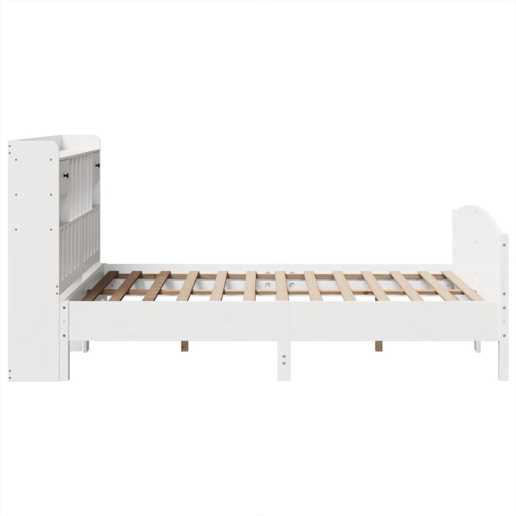 Bookcase Bed without Mattress White 140x190cm Solid Wood Pine