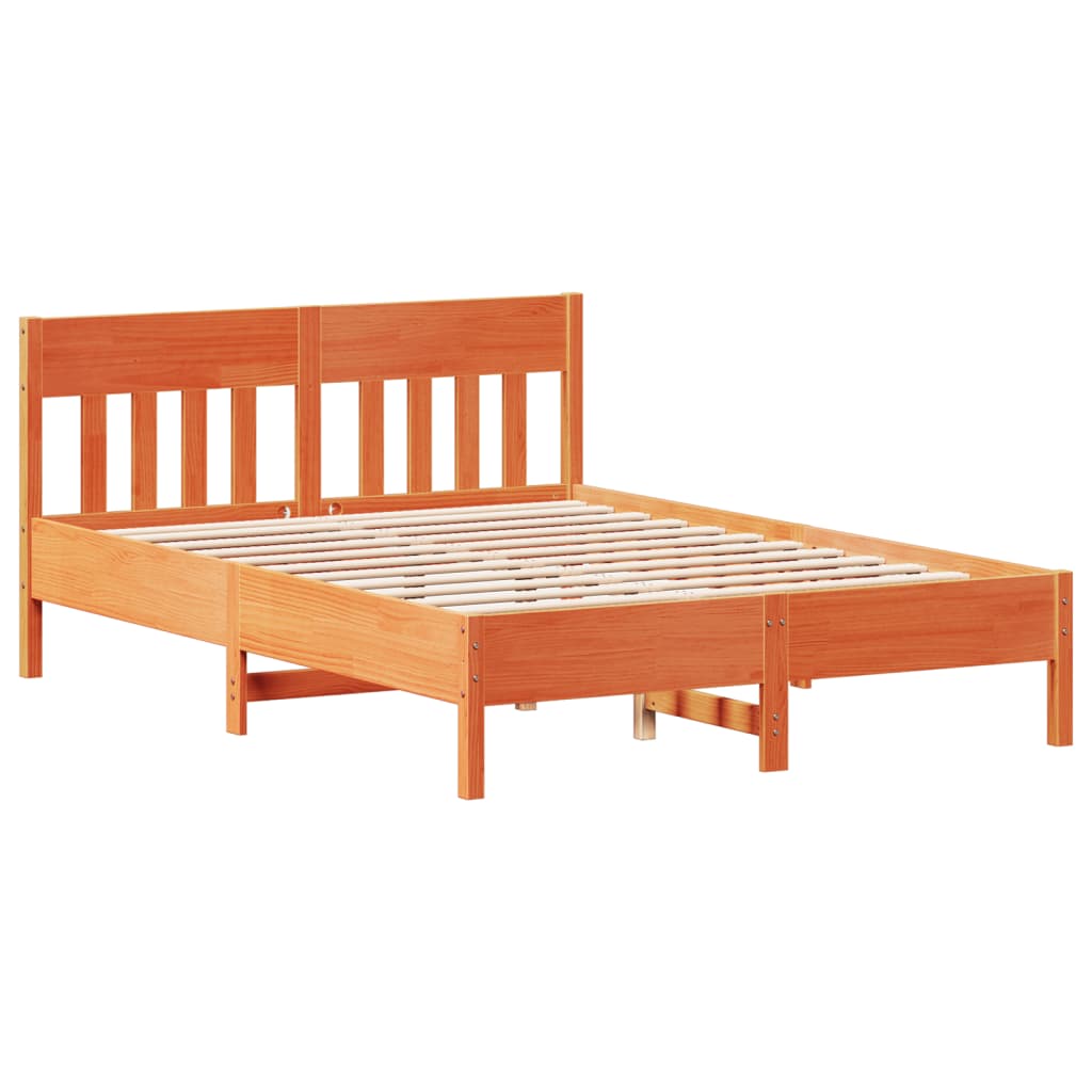 Bookcase Bed without Mattress Wax Brown 160x200cm Solid Wood Pine