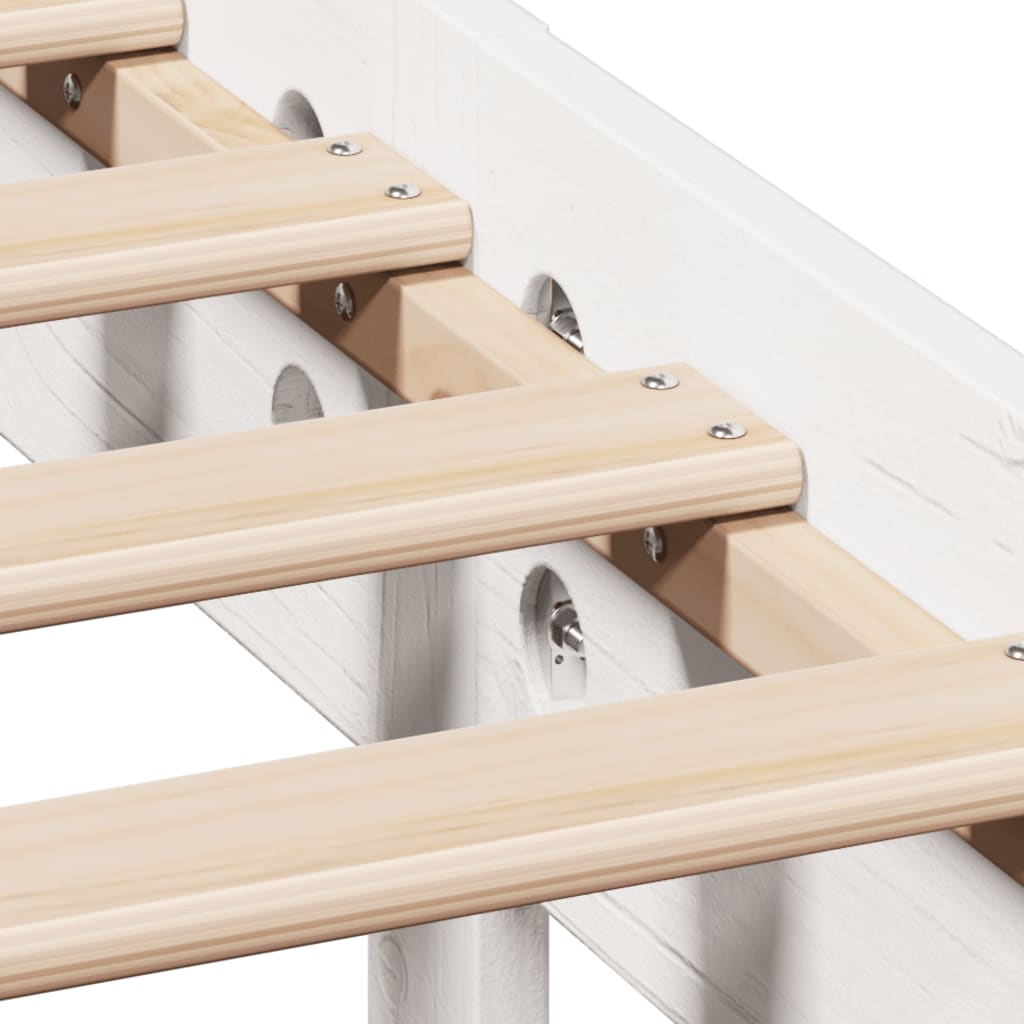 Bookcase Bed without Mattress White 150x200 cm King Size Solid Wood Pine