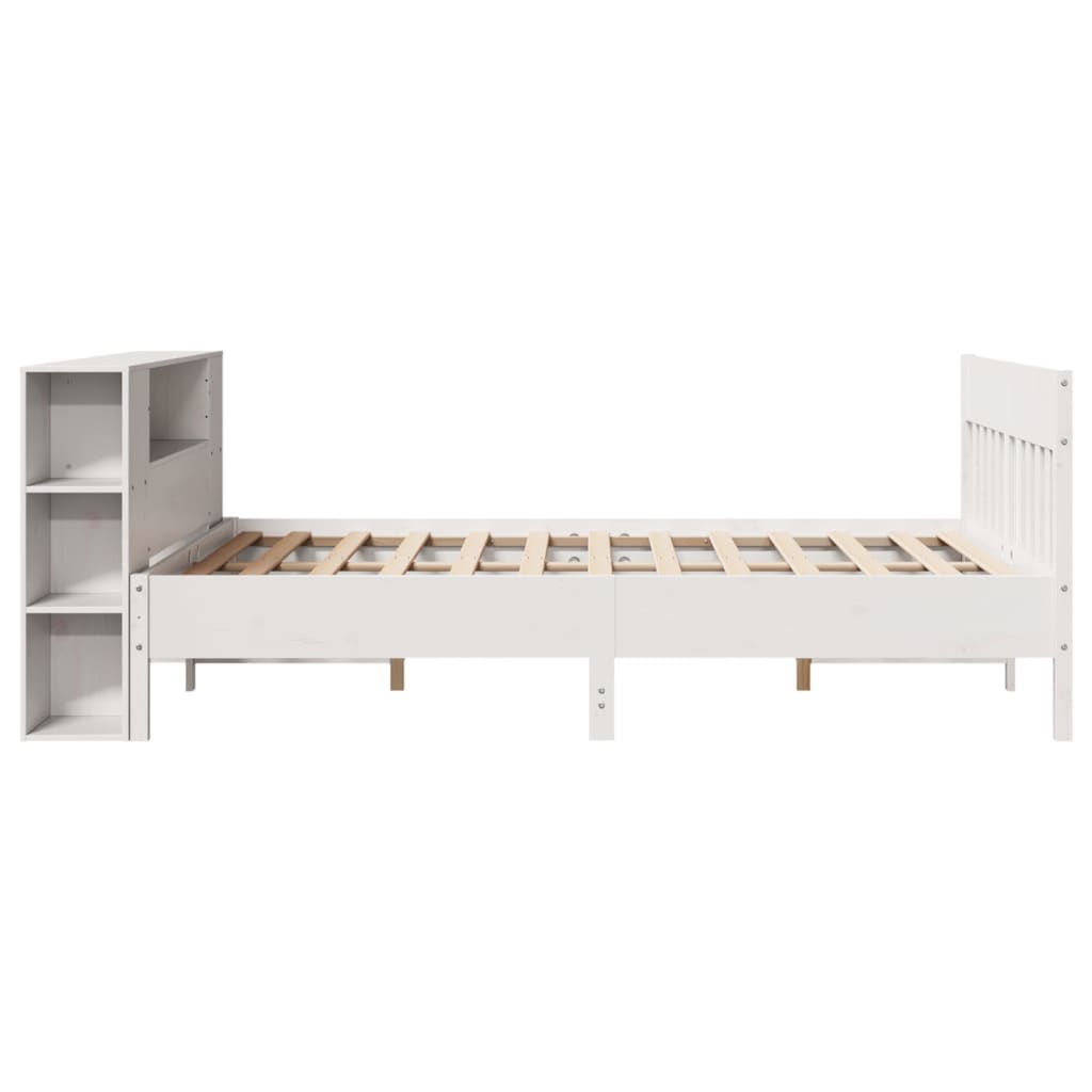 Bookcase Bed without Mattress White 140x200cm Solid Wood Pine