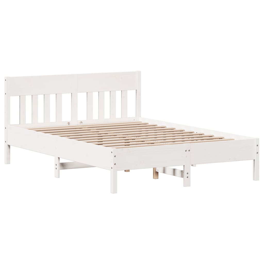 Bookcase Bed without Mattress White 140x200cm Solid Wood Pine