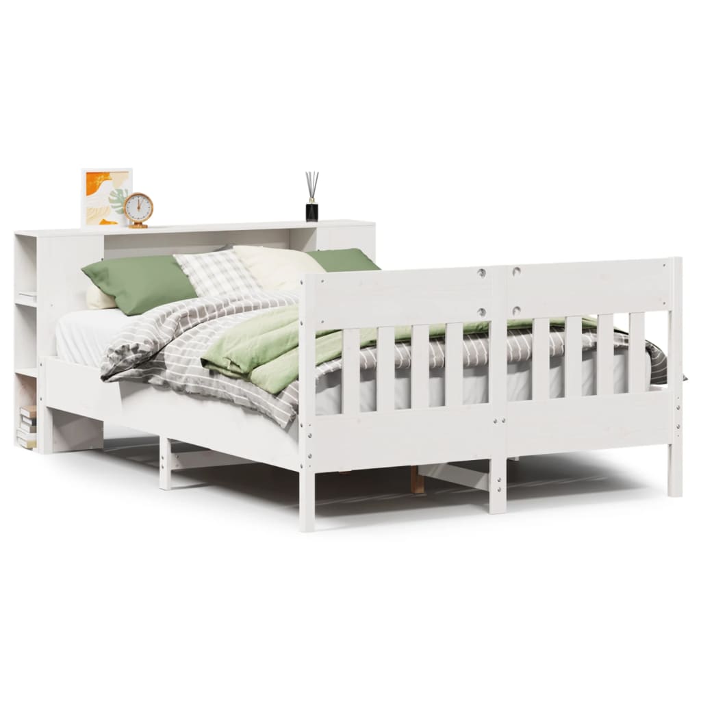 Bookcase Bed without Mattress White 120x190 cm Small Double Solid Wood Pine