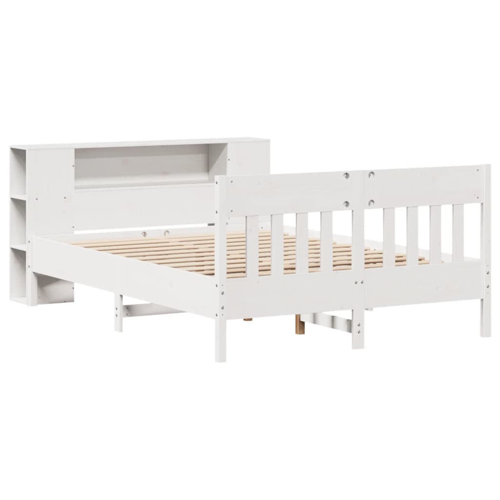 Bookcase Bed without Mattress White 120x190 cm Small Double Solid Wood Pine