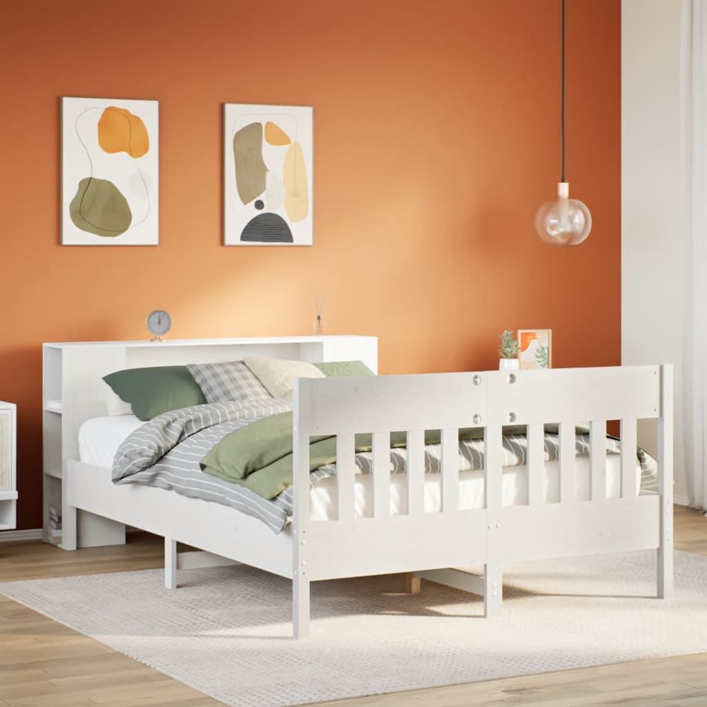Bookcase Bed without Mattress White 120x190 cm Small Double Solid Wood Pine