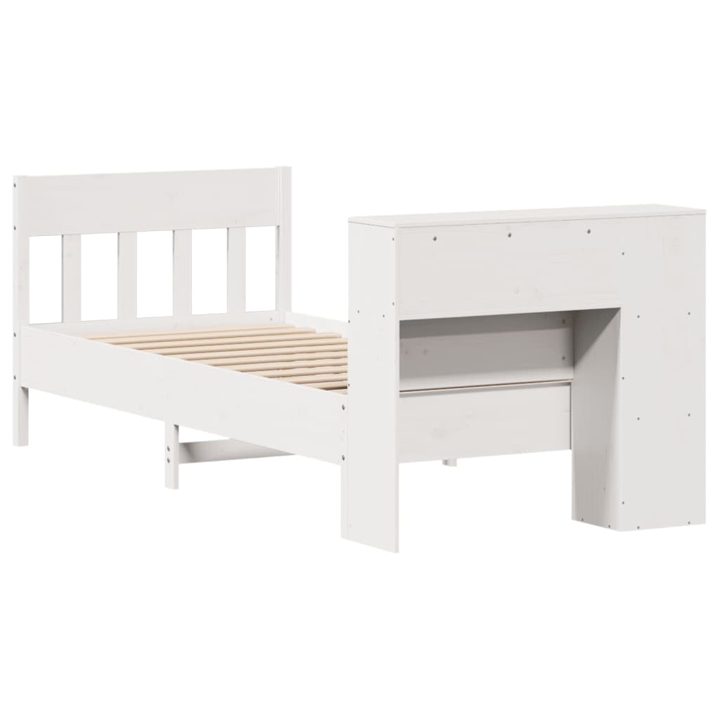 Bookcase Bed without Mattress White 100x200cm Solid Wood Pine