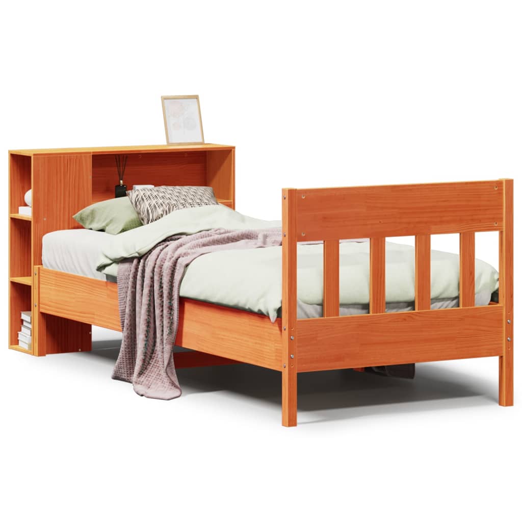 Bookcase Bed without Mattress Wax Brown 75x190 cm Small Single Solid Wood Pine